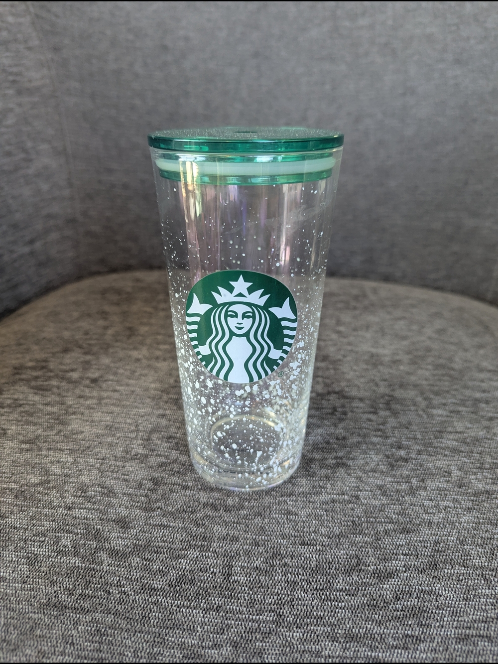 Starbucks Green Logo Glitter Glass Tumbler with Green Lid
